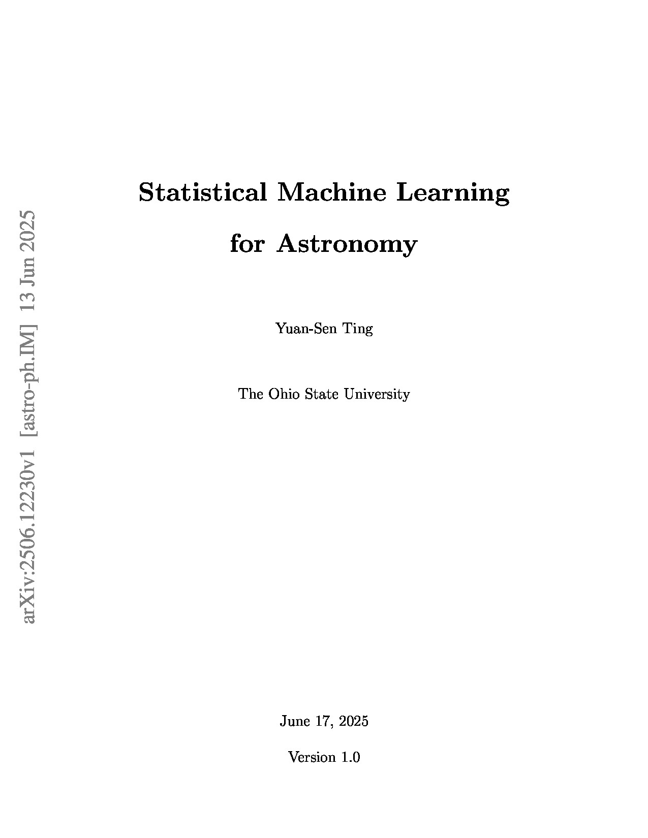 Statistical Machine Learning for Astronomy - First Page
